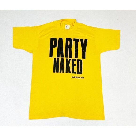 Vintage Gulf Shores Alabama T-Shirt Party Naked Yellow Medium Single Stitch - Picture 2 of 8